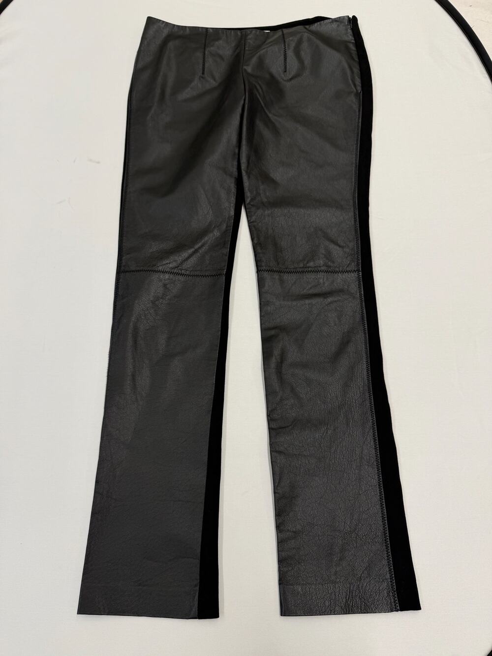 Neiman Marcus Black Leather Front Panel Stretch Pant Leggings Luxury Minimalism